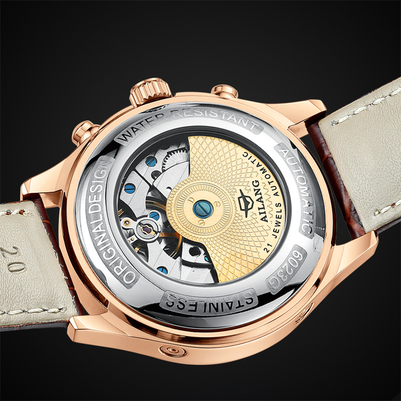 Ailang – montre mécanique pour hommes, automatique, étanche, avec bracelet en cuir et calendrier, 2021 authentique, nouvelle collection