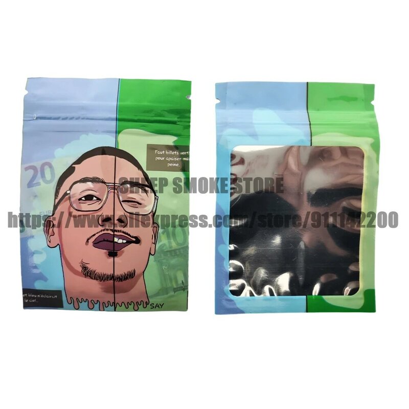 Bolsas de plástico con estampado para hombre, bolsa de almacenamiento de 7x10 CM, caramelo color azul, verde, impermeable, para humo al por menor, envío directo