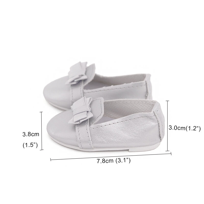 Zapatos de muñeca delicados para niñas de 18 pulgadas, Mini zapatos hechos a mano para muñecas de 43 cm, accesorios de juguete para bebés recién nacidos, 25 estilos, 7,5 cm
