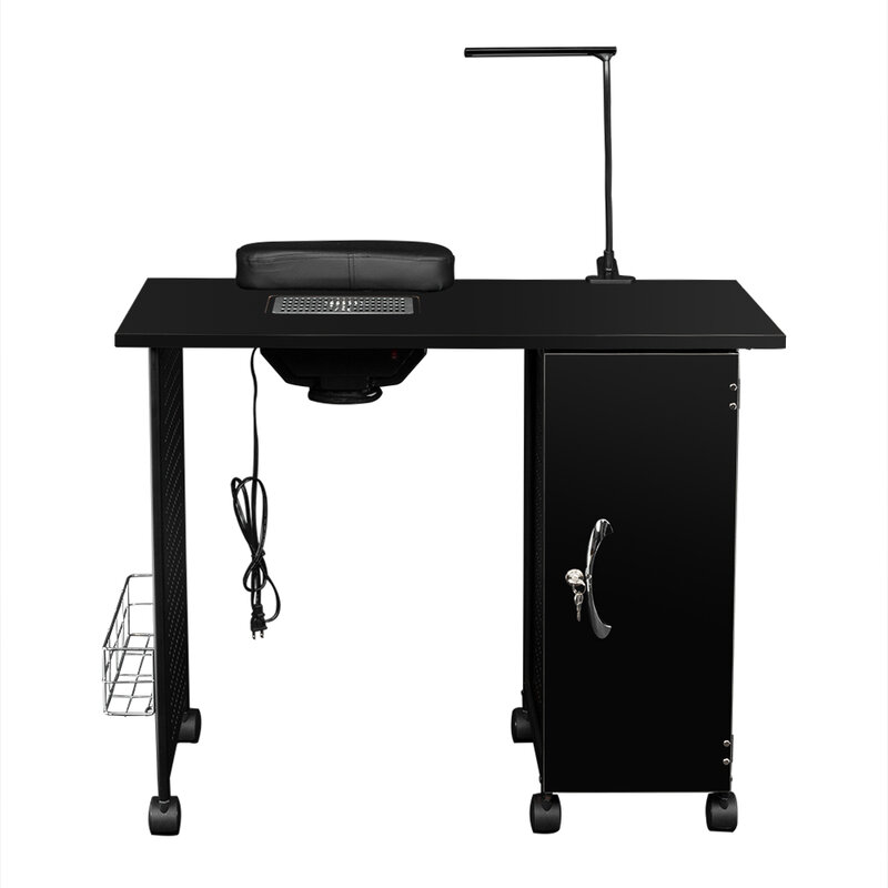 Two Styles Manicure Nail Table Station Nail Salon Furniture Iron Manicure Station Table with LED Lamp & Arm Rest