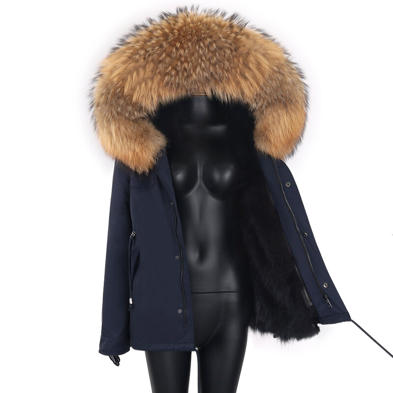 2021 kurtka zimowa kobiety prawdziwe futro z lisów wodoodporna krótka Parka naturalne szop futro odzież wierzchnia kaptur Streetwear odpinany
