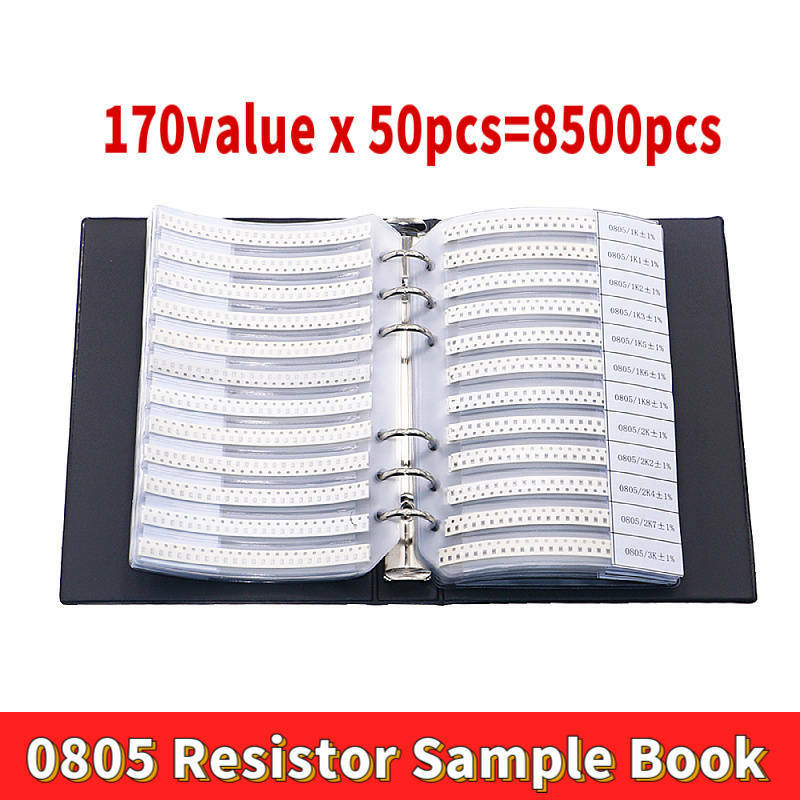 SMD SMT Chip Resistor Sortimento Kit, 170 valores, livro de amostras, 0402, 0603, 0805, 1206, 1%