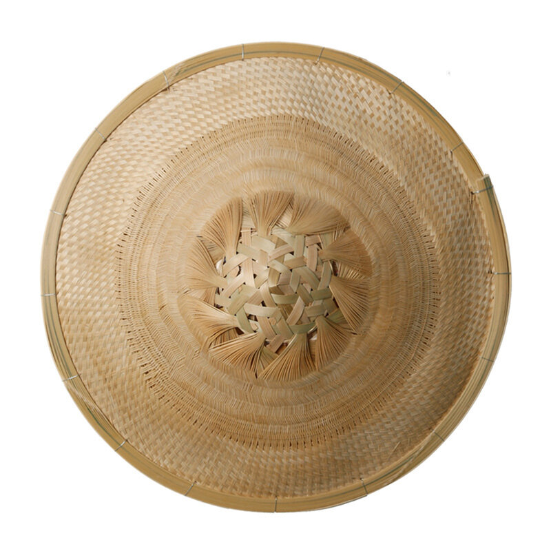 Chapéu tecido à mão, produtos de bambu, chapéu de pesca de protetor solar tecido de bambu, chapéu de bambu à prova de chuva, decoração de abajur