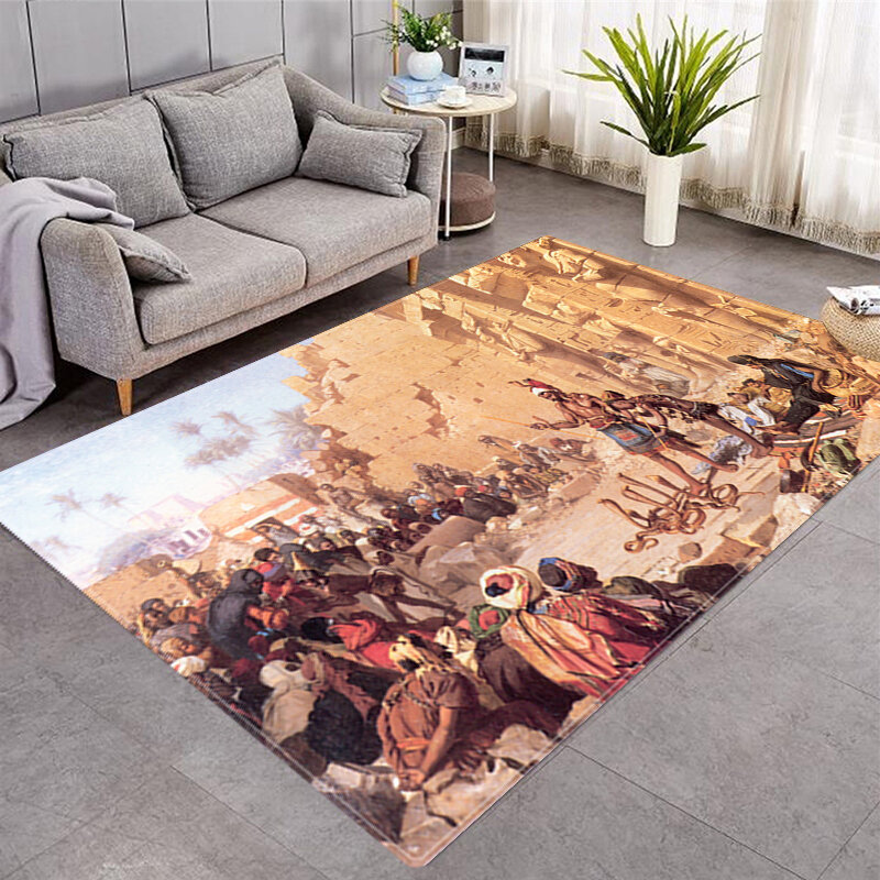 Dunhuang Mural Printed Rugs Home Living Room 3D Color Printing Room Decoration Door Mat Non-slip Washable Small Rug