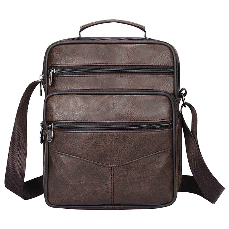 Классическая сумка через плечо, мужская сумка для ноутбука, деловой портфель, винтажная кофейная сумка на плечо, Мужская большая кожаная су...