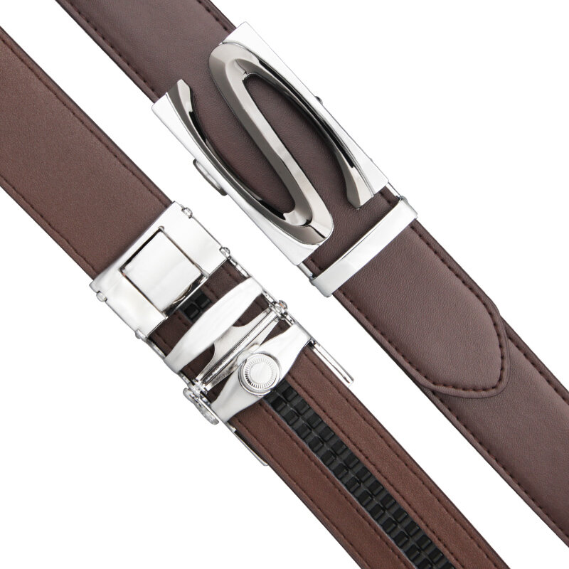 Cinturones de lujo para hombre, hebilla de aleación automática, cinturón de Golf de cuero de vaca genuino, talla grande 2021 cm, novedad de 130