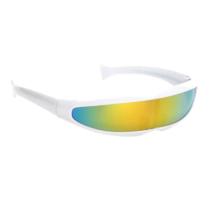 Occhiali da sole con visiera a lente singola specchiata Color plastica divertente occhiali Cosplay ciclope occhiali Cosplay