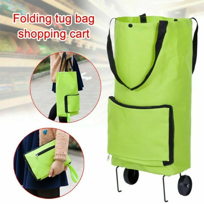 쇼핑 트롤리 가방 바퀴 휴대용 접이식 카트 재사용 가능한 휴대용 친환경 스토리지 토트 접이식 핸들 가방, 1 개