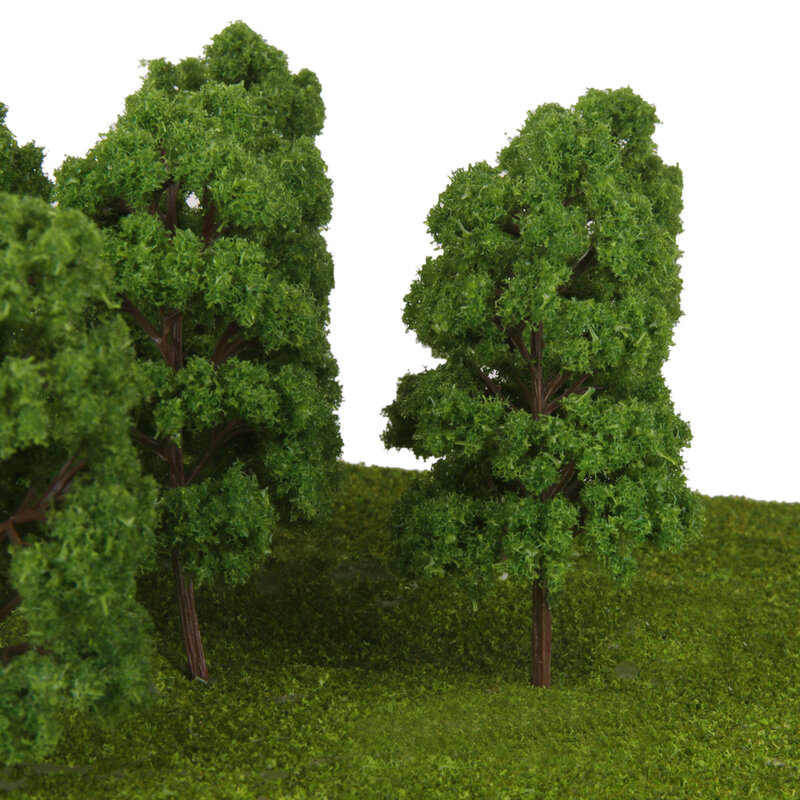 10 Pohon Model Hijau 1:75 HO Skala Kereta Api Permainan Perang Pemandangan Diorama