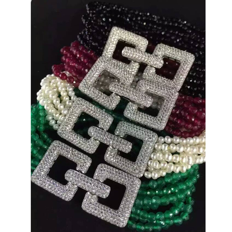 MINHIN DIY Baroque Pearls Jewelry Zircon Fastener Closure Hook Clasps For Hanging Chain Necklace Bracelet Luxury Jewelry Making