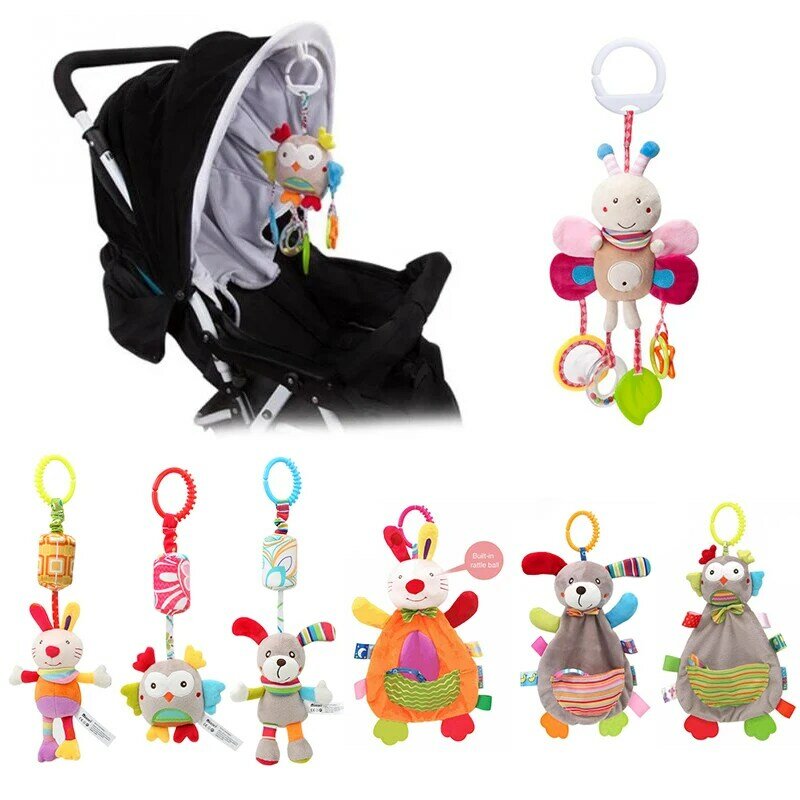 Детская плюшевая подвесная коляска 0-12 месяцев, мультяшный рисунок для новорожденных, щенков, пчелы, погремушки для мальчиков и девочек