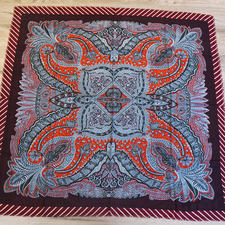 Тонкий квадратный кашемировый шарф-шаль от km Garden, женский осенне-зимний шарф, 135*135 см