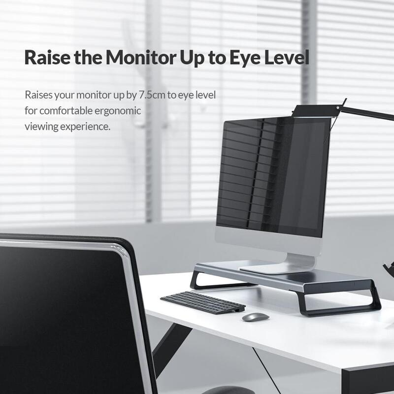 Orico Aluminium Monitor Stand Riser Hout Computer Universele Desktop Holder Bracket Organizer Voor Pc Laptop Macbook Home Office