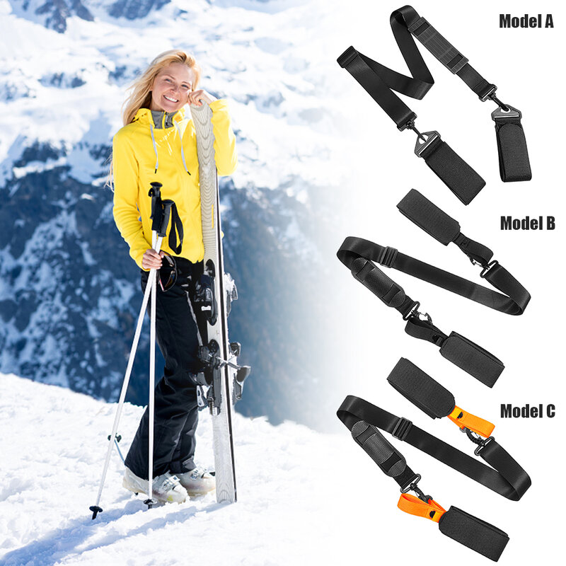 Tali Pembawa Tiang Ski Tali Bahu Tiang Ski Dapat Disesuaikan Tali Tetap Papan Ski dengan Bantalan Anti Selip