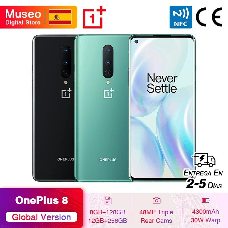 In Stock Global Version OnePlus 8 Snapdragon 865 5G Smartphone 6.55'' 90Hz AMOLED Screen 48MP Triple Cameras 4300mAh NFC