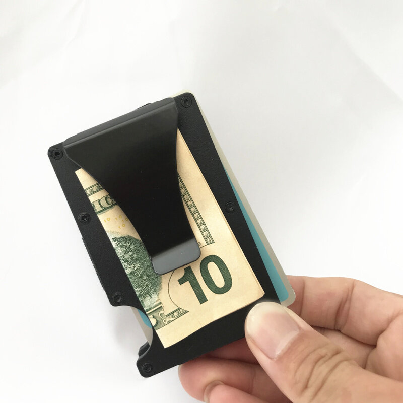 Neue Slim Kreditkarte Halter Aluminium ID Karte Halter Mann Mini Brieftasche mit RFID Anti-diebstahl Schutz Metall Geld clip Karte Fall
