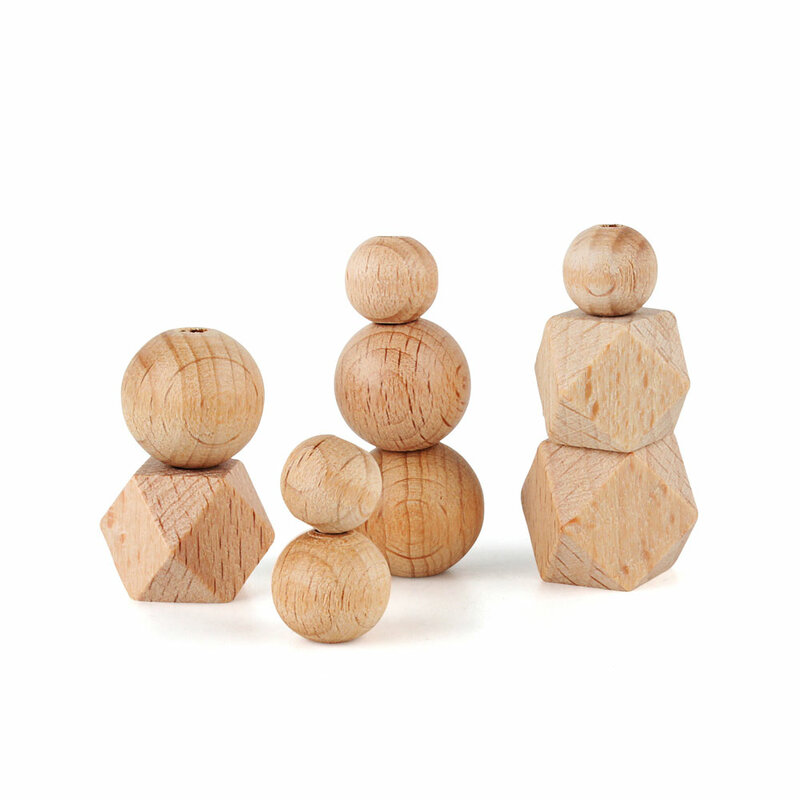 Drewniane okrągłe sześciokątne luźne koraliki 10/12/14/16mm ekologiczne dla bransoletki naszyjnik akcesoria tworzenia biżuterii drewno bukowe dziecko koralik