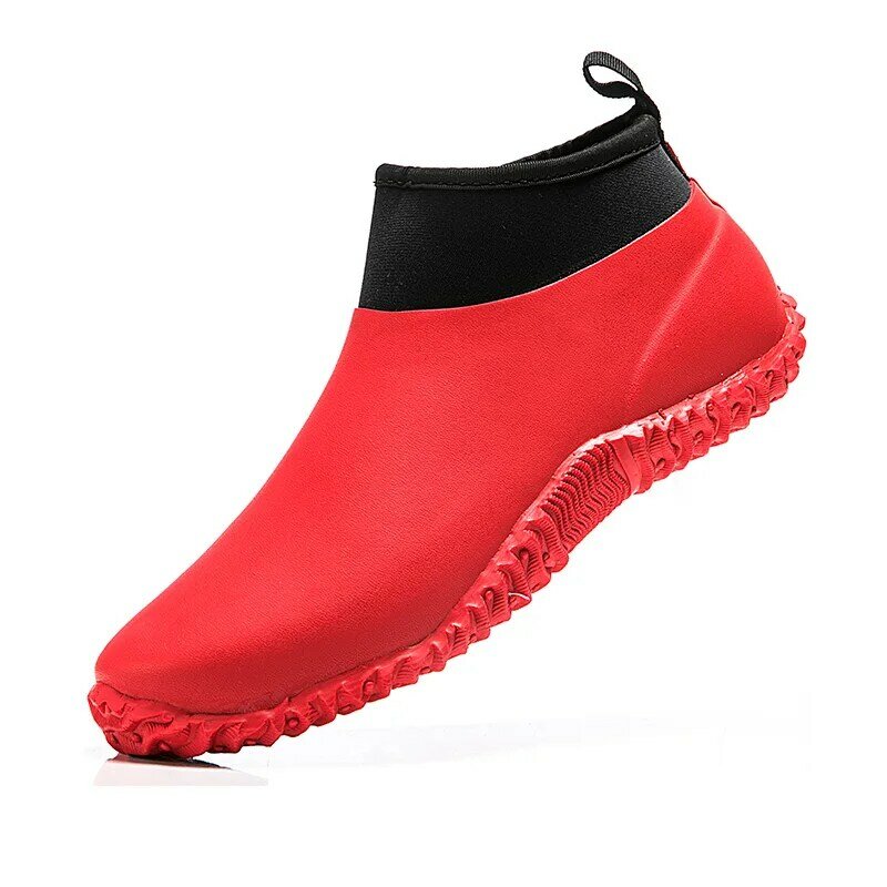 Женские Легкие резиновые сапоги, теплые модные водонепроницаемые ботинки с низким верхом, обувь для дождя