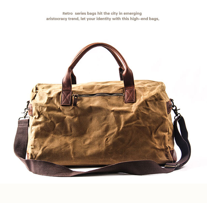 Водонепроницаемая Вощеная холщовая кожаная мужская сумка для путешествий, ручной чемодан, большая сумка-тоут, винтажная Мужская спортивная сумка для выходных, большая сумка для ночевки