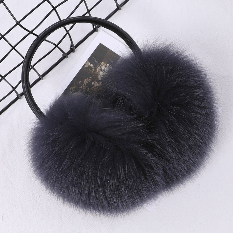 Real Fox Raccoon Fur Hang Ear Cover Warm Winter Earmuffs Headwear Ear Muffs Earmuffs Cold Ear Warmer Ear Protection Headband