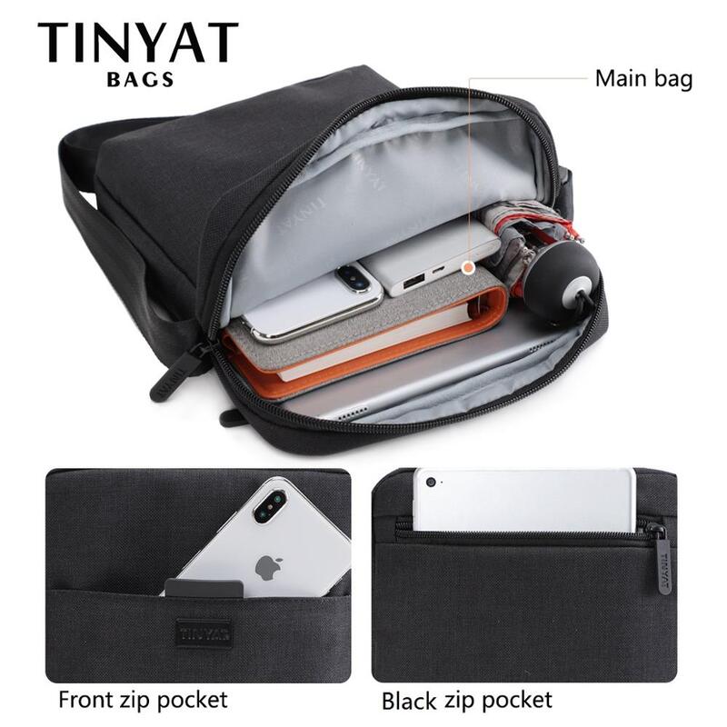 TINYAT กระเป๋าผู้ชายผ้าใบกระเป๋าสะพายไหล่สำหรับ7.9 'Ipad สะพายพาดลำตัวลำลองกระเป๋ากันน้ำกระเป๋าสะพายไหล่สำหรับชาย0.13กก