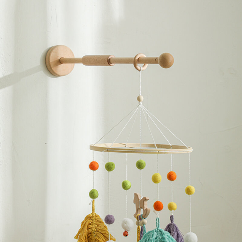 Madeira Wall Hanging Bell Bracket para o berço do bebê, chocalhos móveis, brinquedo cabide, cama titular, braço acessórios, 1pc