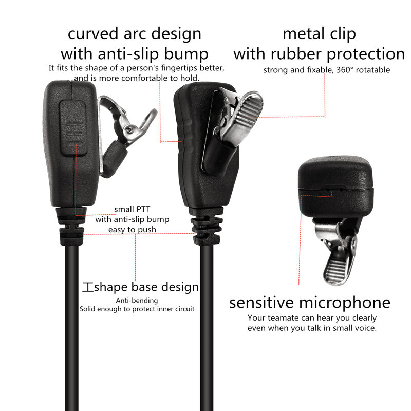 Headset Earpiece akustik udara, aksesori Walkie-talkie untuk seura 2 Way Radio, STP8000, STP8030, STP8035, STP8038,