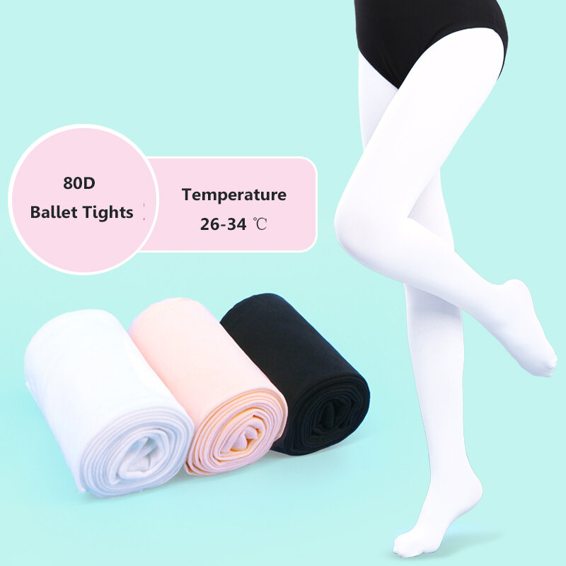 Medias de Ballet para niña y mujer, medias ajustadas sin costuras, color rosa, 80D
