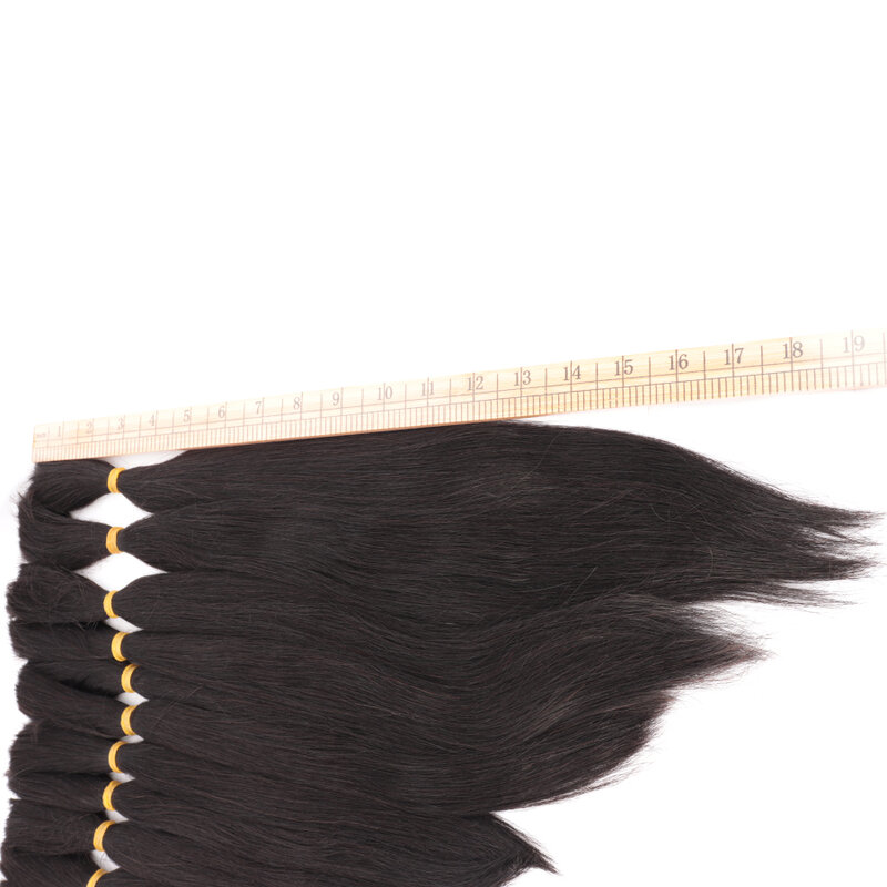Qlove毛自然な黒50グラム/ピースペルーレミストレートバルク編組するための人間単一の横糸ヘアエクステンション1/3/4バンドル
