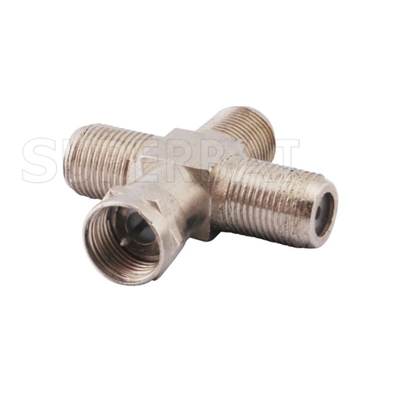 Superbat F-Type Male to 3x Female "+" Type 4 Way RF Coaxial Adapter Connector