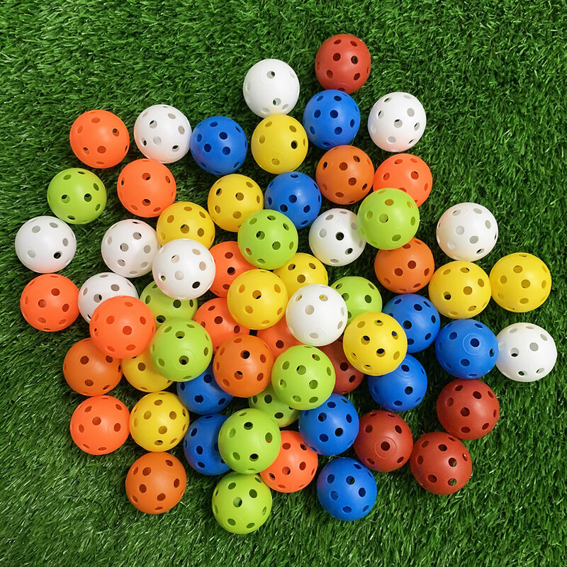 24 pçs 42mm fluxo de ar plástico perfurado cor bolas de golfe de treinamento