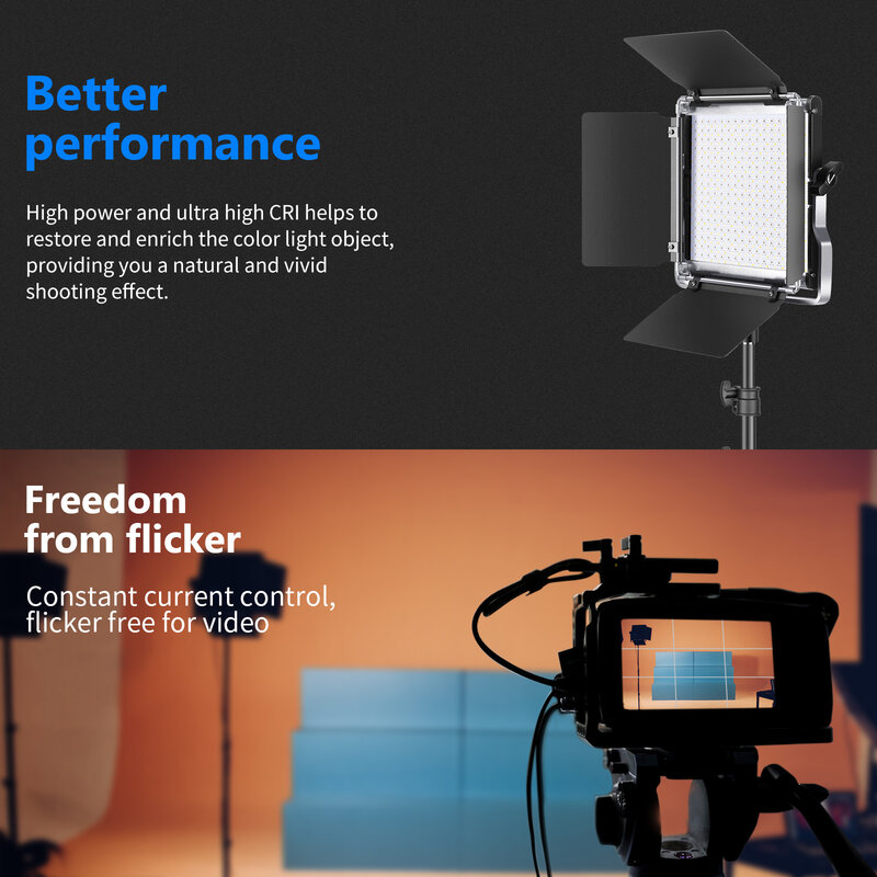 Neewer 2 atau 3 Paket 660 Lampu Led RGB dengan Kontrol Aplikasi, Kit Pencahayaan Video Fotografi dengan Dudukan dan Tas, 660 Led SMD CRI97