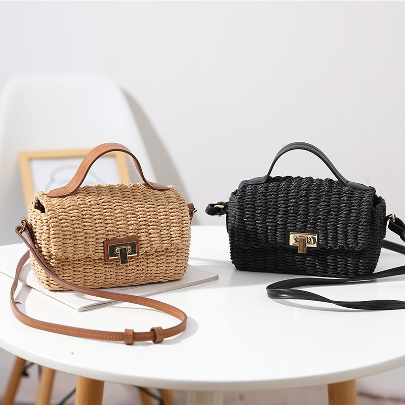 Fashion Box paglia borse da donna Designer Brand Rattan spalla borse a tracolla borsa da spiaggia estiva tessuta a mano borsa da viaggio 2021
