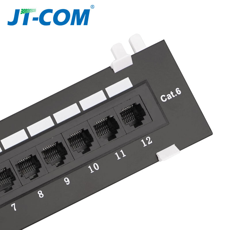 CAT6 12 Port RJ45 Panel krosowy nieuczciwych praktyk handlowych Adapter sieci LAN złącze kabla RJ45 sieci wieszak montażu na ścianie