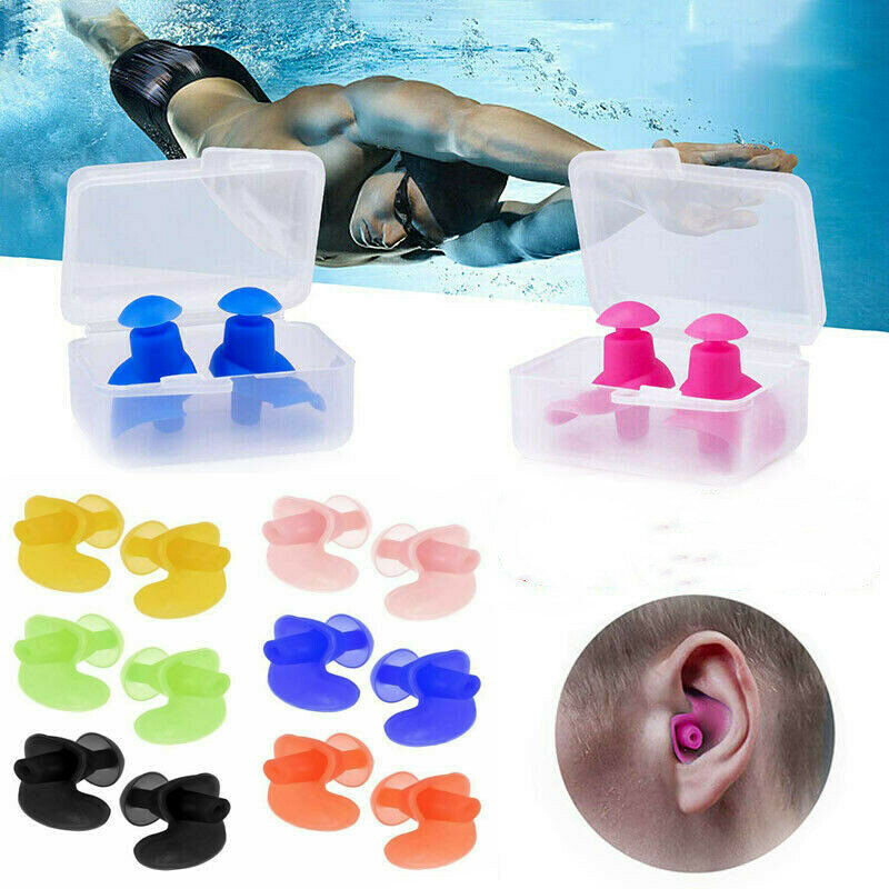 1Pair Waterproof Swimming Earplugs with Box Soft Silicone Spiral Ear Plug Anti Noise for Sleeping Snoring Diving Accessories