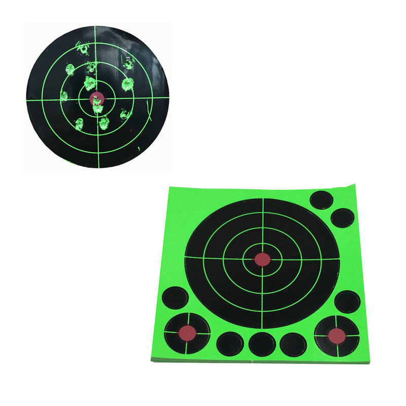 8”x8" Self-Adhesive Splatter Splash & Reactive(Colors Impact) Green Shooting Sticker Targets(Bulls-eyes) 25 Pcs per Pack