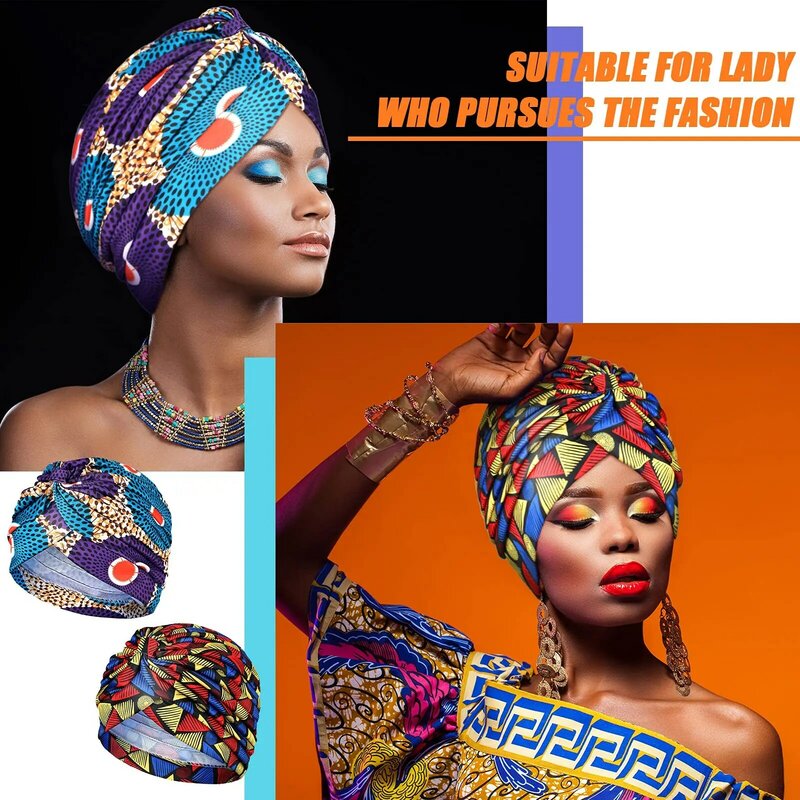 Turbante africano estampado para mulheres, estiramento suave, gorro torcido, cabeça plissada, gorro, boné de quimioterapia, novo, 2022