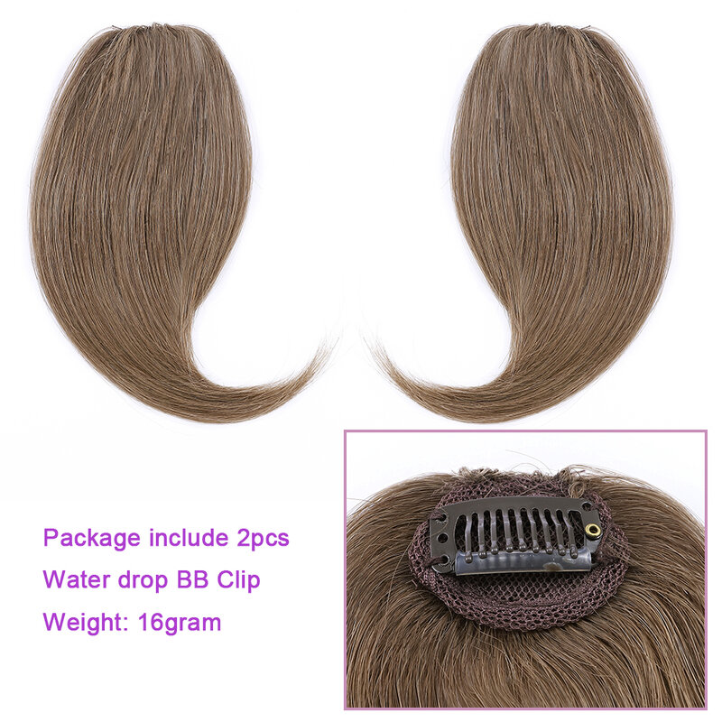 Sego ekstensi rambut poni samping manusia, 2 buah/set klip poni dalam poni rambut manusia asli klip alami di sisi samping lurus