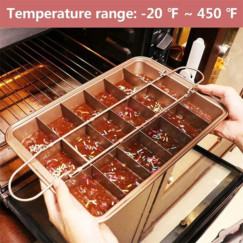 18 Cells Baking Pan Brownie Bakeware Mold With Built-In Slicer Carbon Steel Pastry Tools Chocolate Cake Mold Kitchen Accessories