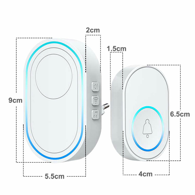 Timbre inalámbrico Tuya App, timbre inteligente de bienvenida para el hogar, botón impermeable, luz LED, 433MHz, alarma de seguridad