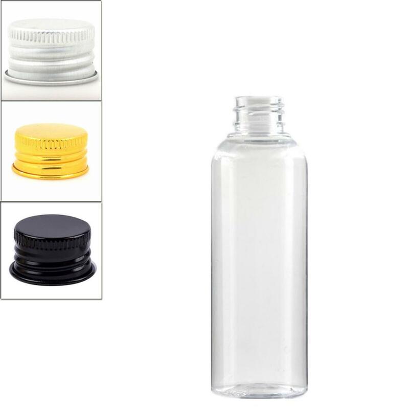 Botellas de plástico vacías, 1oz/2oz, 15/20/30ml/50/100ml, 120ml, 150ml, 200ml, 250ml, 300ml, 500ml, botella transparente PET con tapa de aluminio de plástico