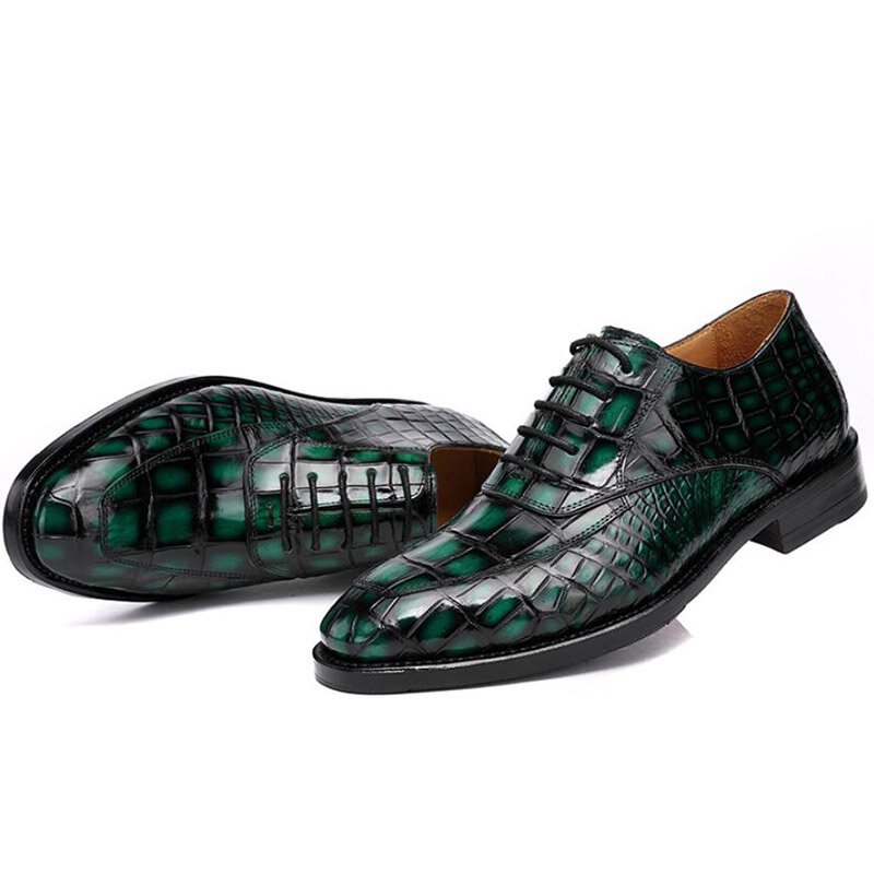 Sipriks-zapatos Oxford de piel de cocodrilo verde para hombre, calzado de lujo hecho a mano, con solapas, trajes formales para caballeros de boda, 46