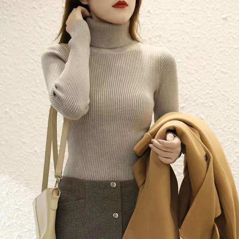 Maglione dolcevita donna 2021 autunno inverno top coreano Slim donna Pullover maglione lavorato a maglia Pull Femme top Slim