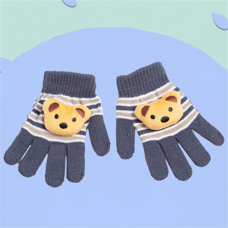 Guantes de punto de invierno para niños, manoplas suaves y cálidas, de dedo completo, encantadores animales de dibujos animados