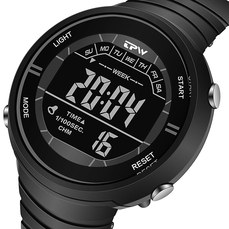 Shock Resistant Negative Display Digital Watches 3ATM Water Resist Tough Structure