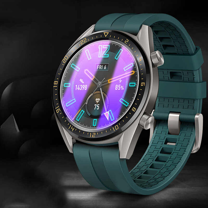 Clearกระจกนิรภัยด้านหน้าฟิล์มAntiสีม่วงAnti-Scratchนาฬิกาป้องกันเหมาะสำหรับHuaweiนาฬิกาGT1/GT2 46มม.