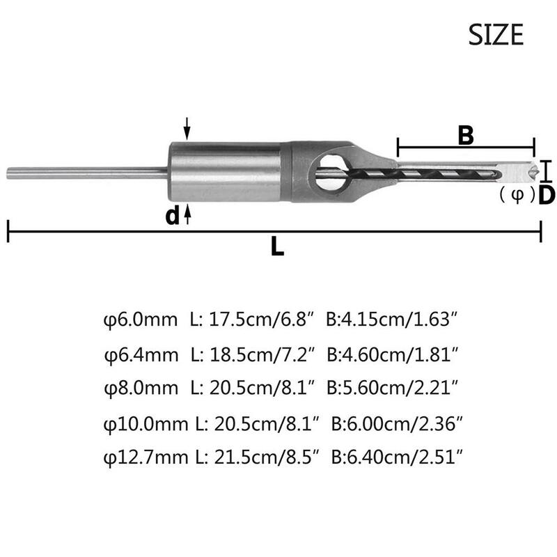 Foret à trou carré HSS, ciseaux à mortaiser, outil de travail de calcul, 6/6mm, 4mm, 8mm, 1mm, 10/12mm