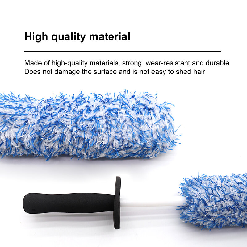 Wheels Brush Super Microfiber Premium Non-Slip Handle for Car Wash Rims Spokes Wheel Barrel & Brake Caliper Cleaning Brush