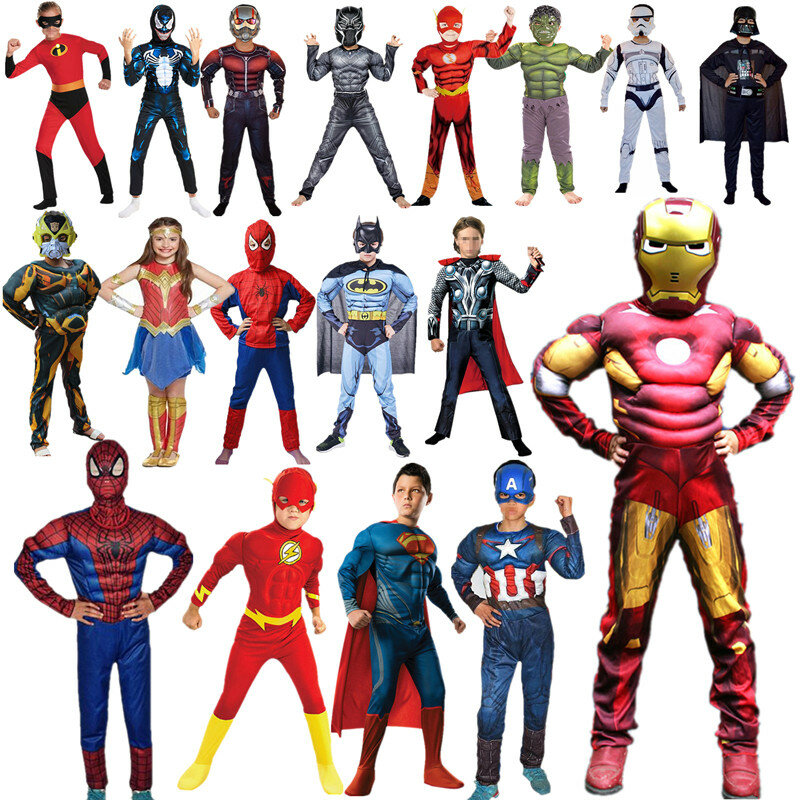 28 Kleuren Kind Super Hero Cosplay Kostuum Voor Jongens Carnaval Halloween Kostuum 4-12Y