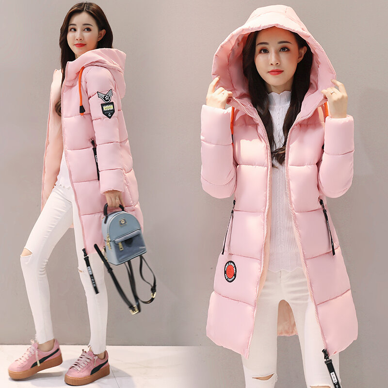 Parka con capucha para mujer, chaqueta gruesa de algodón con forro acolchado, abrigos básicos de invierno, 2019